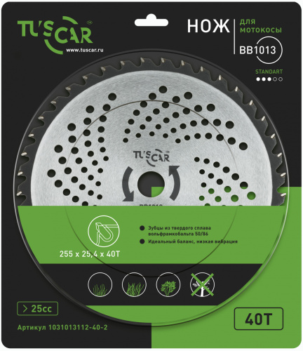 Нож для мотокосы TUSCAR BB1013, Standart, 255x25,4x40T, Classic фото 3 Нож для мотокосы TUSCAR BB1013, Standart, 255x25,4x40T, Classic фото 3