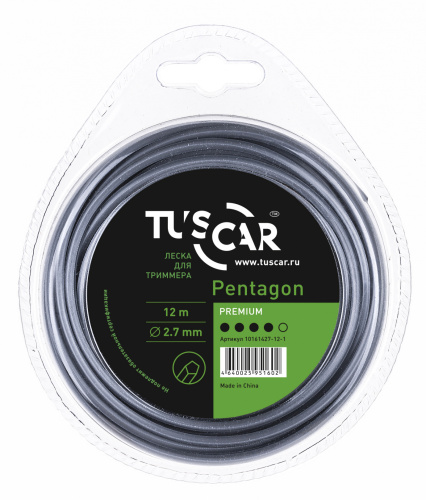 Леска для триммера TUSCAR Pentagon, Premium, 2.7mm*12m