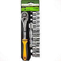 Набор 1/2 6-гран.торц.головок:10,11,12,13,14,15,17,19,22,24мм, трещотка1/2(72 зуба),удлинитель125 мм