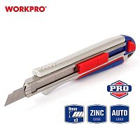 Нож с автофиксацией 9мм, автозагрузка + 3 лезвия WORKPRO