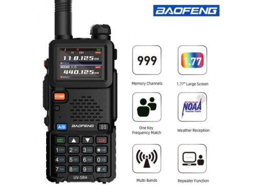 Радиостанция Baofeng UV-5RH 10W с разъемом для зарядки TYPE-C (черная)