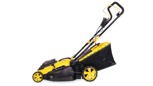 Газонокосилка эл. CHAMPION EM4118 (1,8 кВт пласт.+ткань травосб. 50л ширина 420мм 25-75мм, 13кг) фото 2
