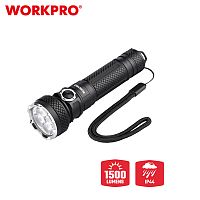 Фонарик светодиодный 1500LM перезаряжаемый, 6 режимов WORKPRO