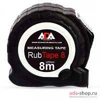 Рулетка ADA "RubTape", 8м., ударопрочная, с полимерным покрытием ленты
