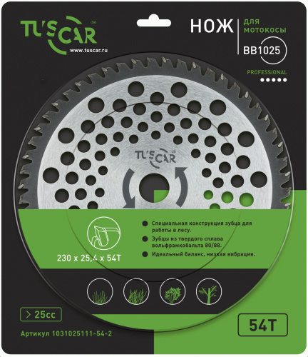 Нож для мотокосы TUSCAR BB1025, Professional, 230x25,4x54T, For Forest фото 2