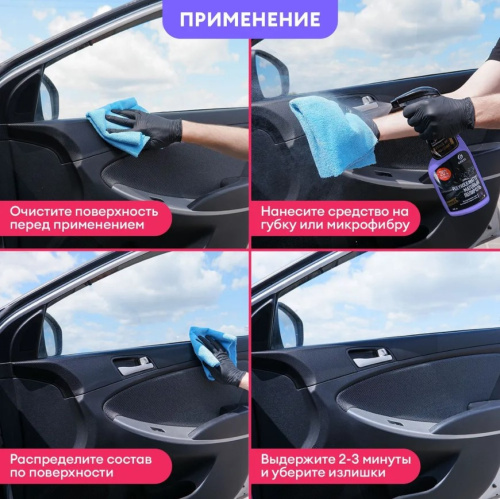 Полироль-очиститель пластика GRASS "Polyrole Matte" виноград, фл. 600мл фото 4