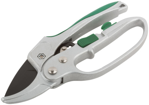 Секатор Профи, храп.механизм, режущ.кромки встык с наковальней, тефл. покр.лезвий, алюм.корпус 200мм