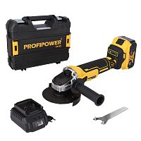 УШМ аккумуляторная бесщёточная ProfiPower DWDGA-18V (1 Li-ion,4Ач, 125 мм, 0-8500 об/мин, З/У, кейс)