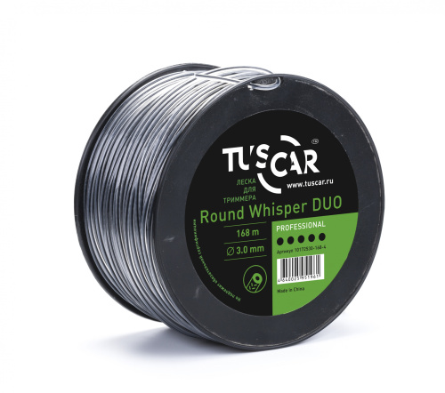 Леска для триммера TUSCAR Round Whisper DUO, Professional, 3.0mm
